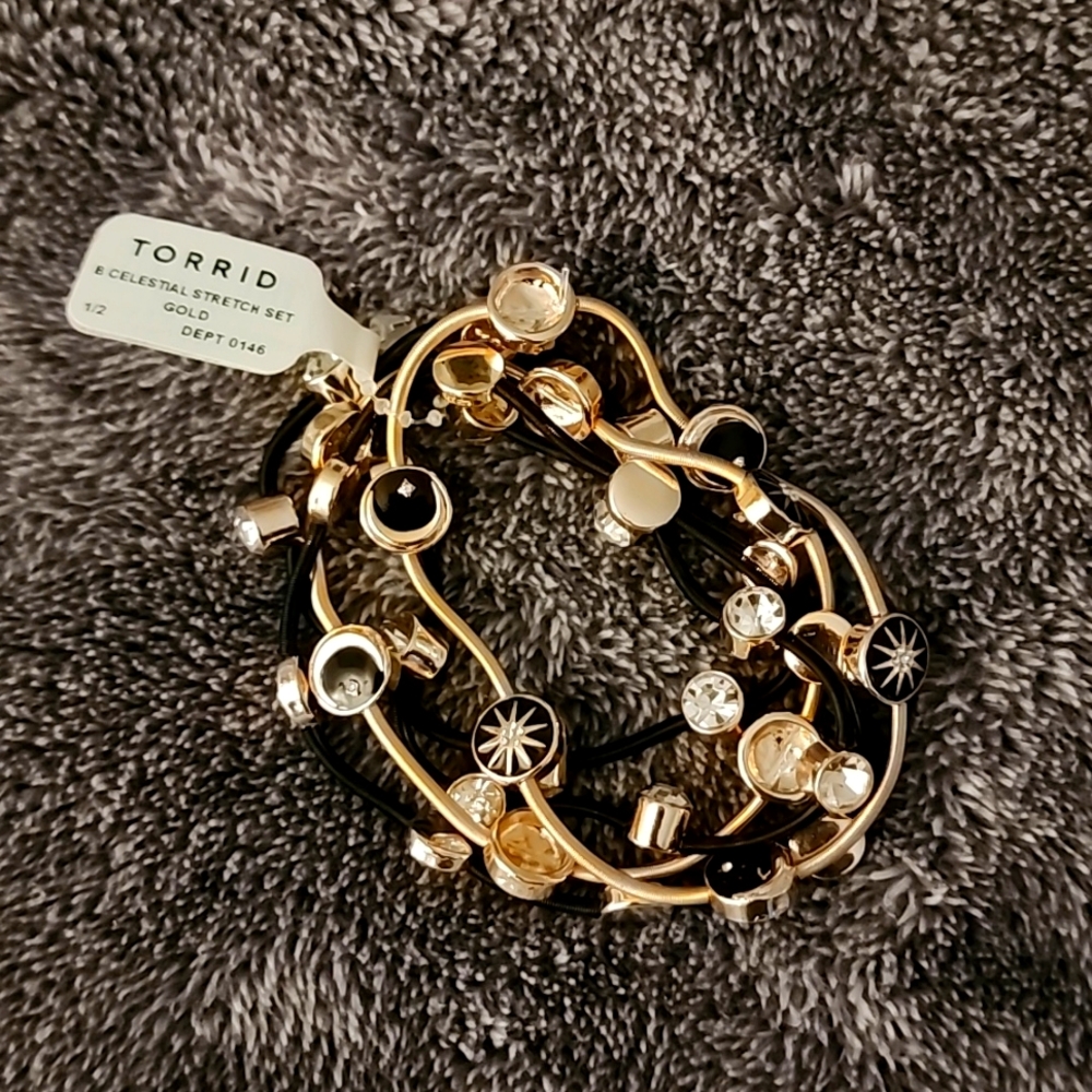 NEW Gold and Black Bracelet w/ Rhinestones